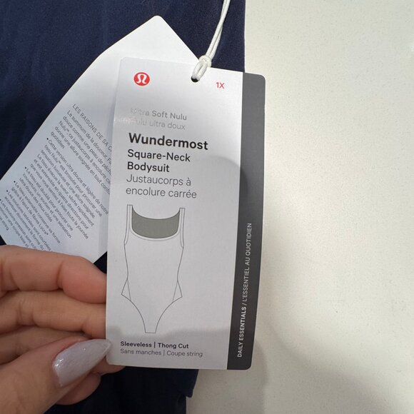 NWT lululemon ultra soft Nulu Wundermost Square-Neck Bodysuit Navy Sz 1X - Picture 7 of 9